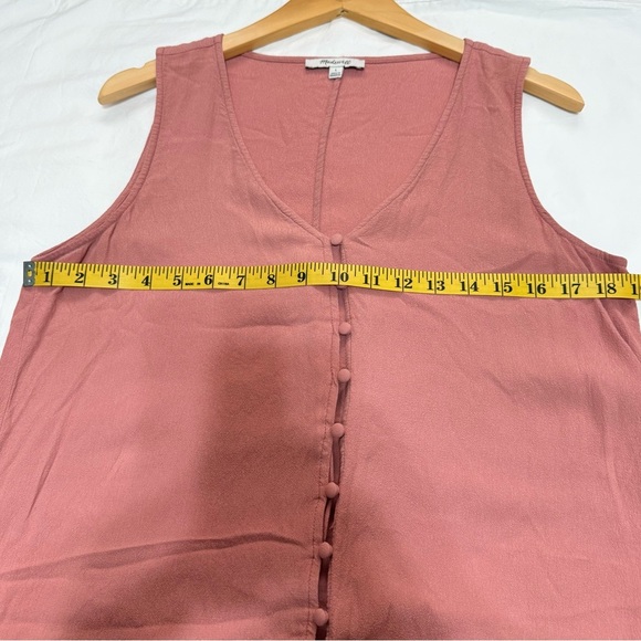 Madewell Heather Sleeveless Button Front Dress L Peach Pink Mini Casual - Picture 7 of 10